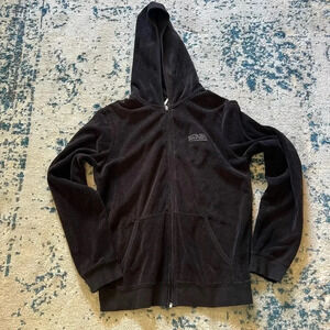 Black Y2K Von Dutch Terry Cloth Hoodie size Large